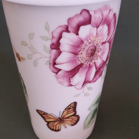 Lenox🦋 BUTTERFLY MEADOW 10 oz Thermal Travel Coffee Mug W/ Silicone Lid New - Picture 6 of 11